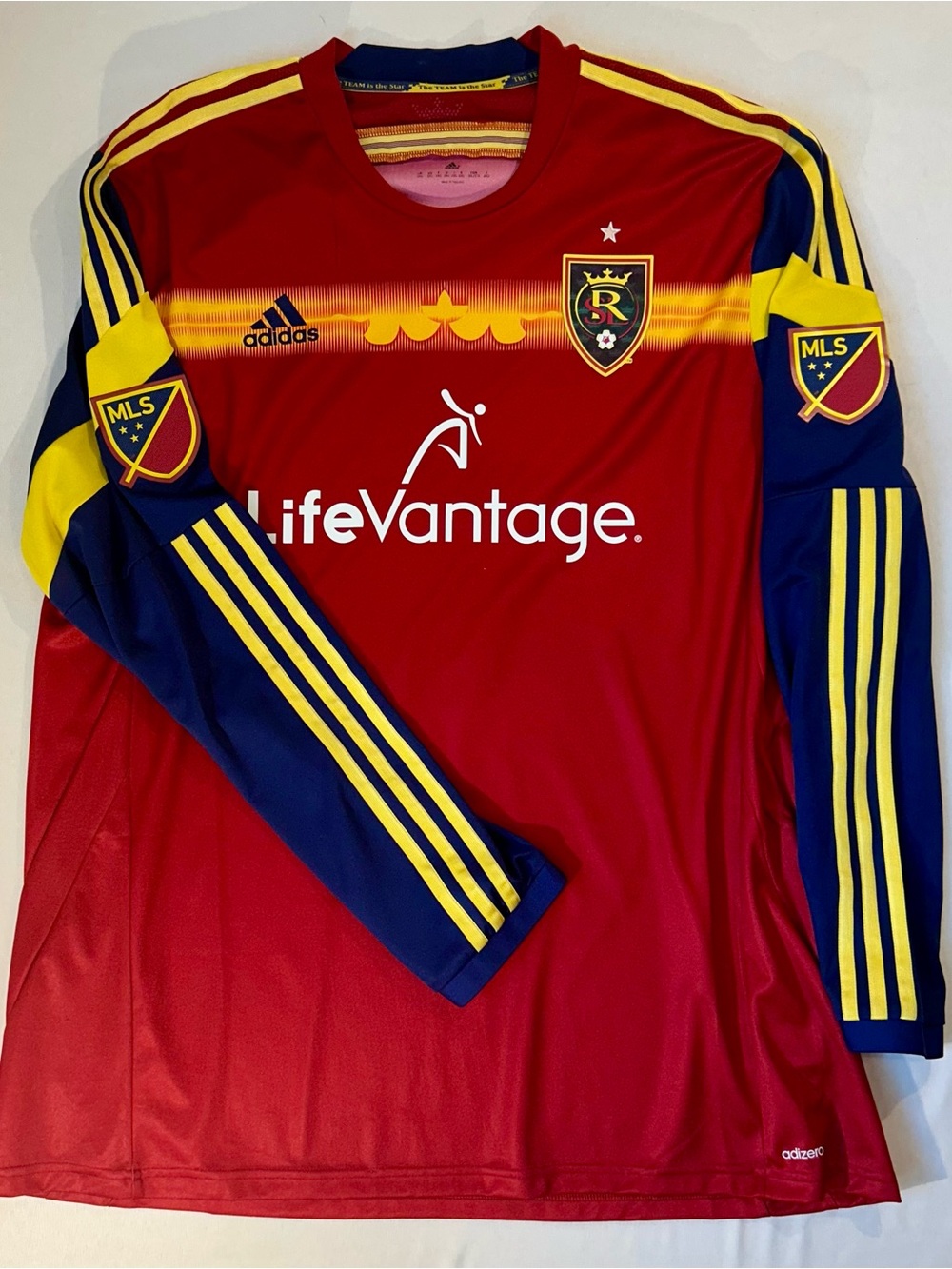 adidas Real Salt Lake Long Sleeve Jersey - Red, Navy & Yellow
